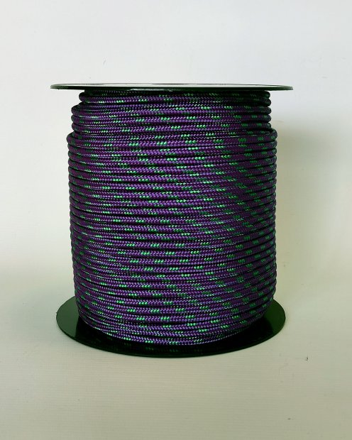 Corde tambour djembé renforcée PES 5 mm Violet / Vert 100 m