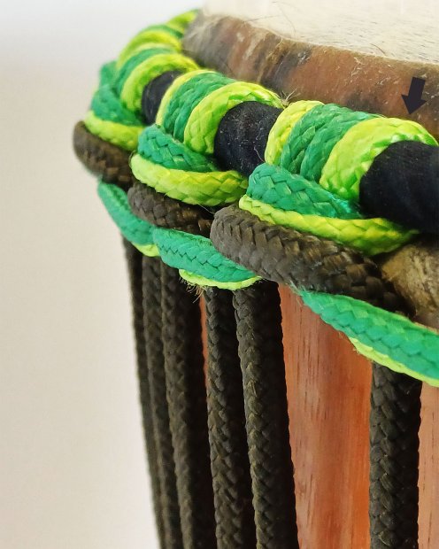 Corde djembé creuse PES 5 mm Vert fluo 20 m