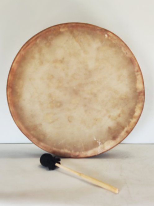 Tambour de chamane pour cérémonies et rituels sacrés - Tambour chamanique Peau de vache dépilée 20″ 