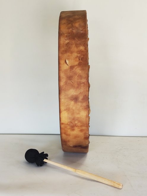Tambour de chamane pour cérémonies et rituels sacrés - Tambour chamanique Peau de vache dépilée 20″ 