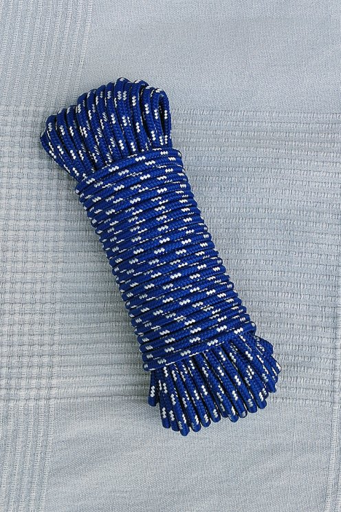 Corde tambour djembé renforcée PES 5 mm Bleu de France / Écru 20 m
