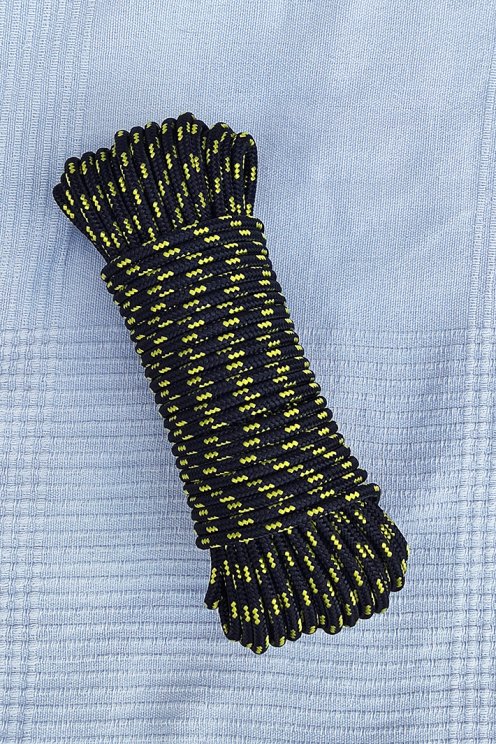 Corde tambour djembé renforcée PES 5 mm Noir / Jaune fluo 20 m