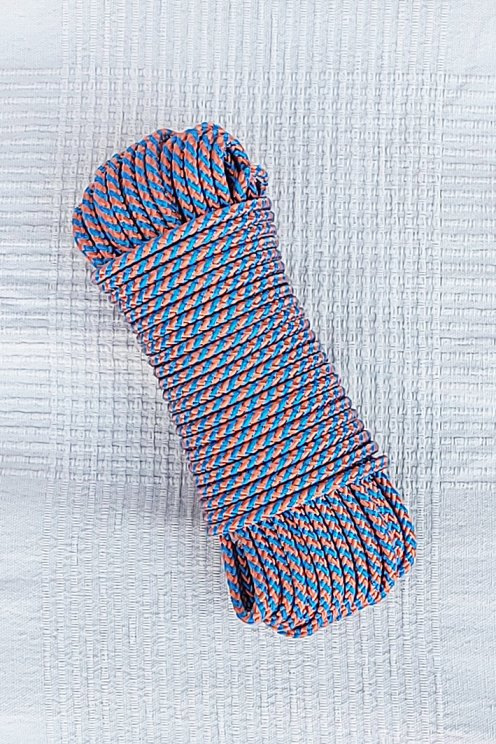 Corde tambour djembé renforcée PES 5 mm Diagonale Bleu / Cuivre 20 m