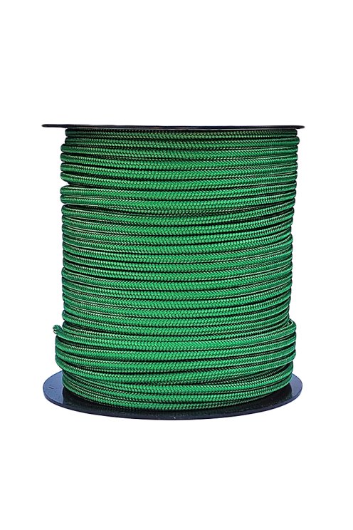 Corde tressée avec âme Ø5 mm vert prairie 100 m - Cordage pour tambour djembé