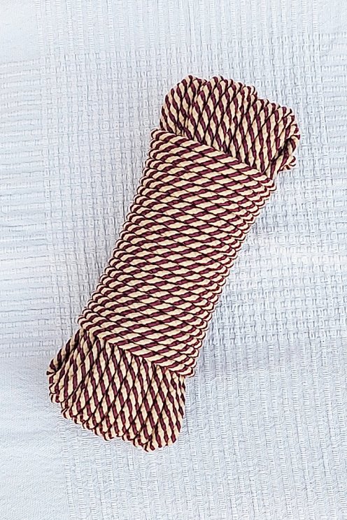Drisse 5 mm hélice bordeaux beige pour tambour djembé