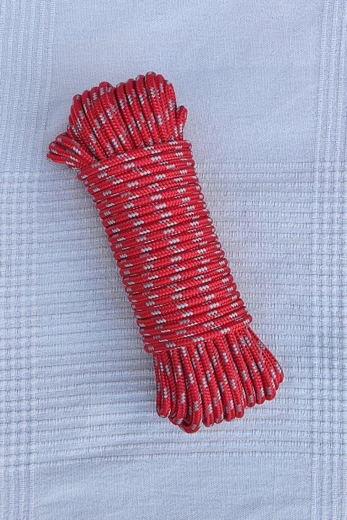 Corde tambour djembé renforcée PES 5 mm Rouge / Gris 20 m