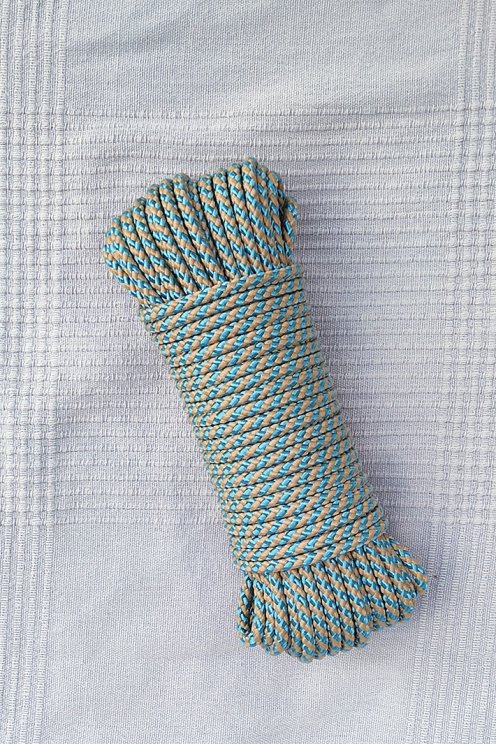 Drisse 5 mm (hélices, beige / bleu pastel) - Corde tambour djembé 20 m