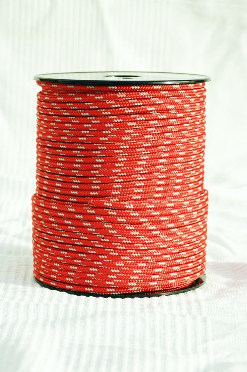 Corde tambour djembé renforcée PES 4 mm Rouge / Gris 100 m