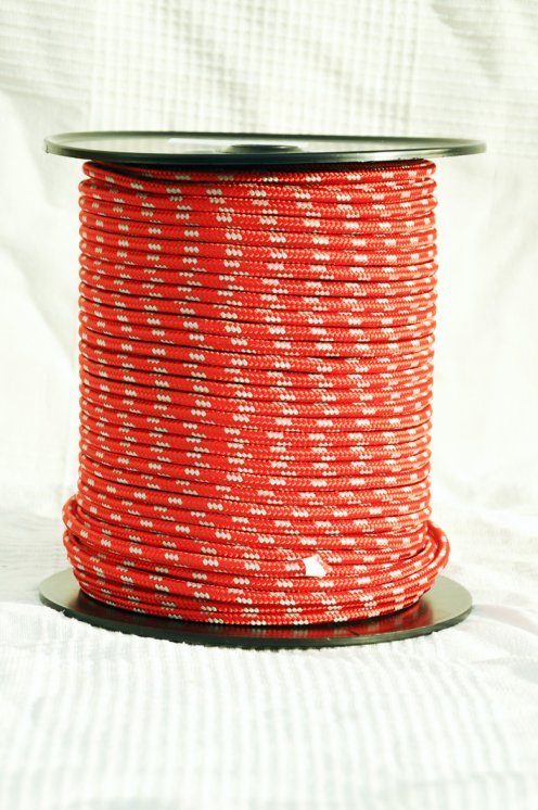 Corde djembé renforcée PES 6 mm Rouge / gris 100 m