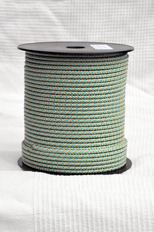 Drisse djembé Ø5 mm (hélice, beige / bleu pastel, 100 m) - Corde pour djembe tambour