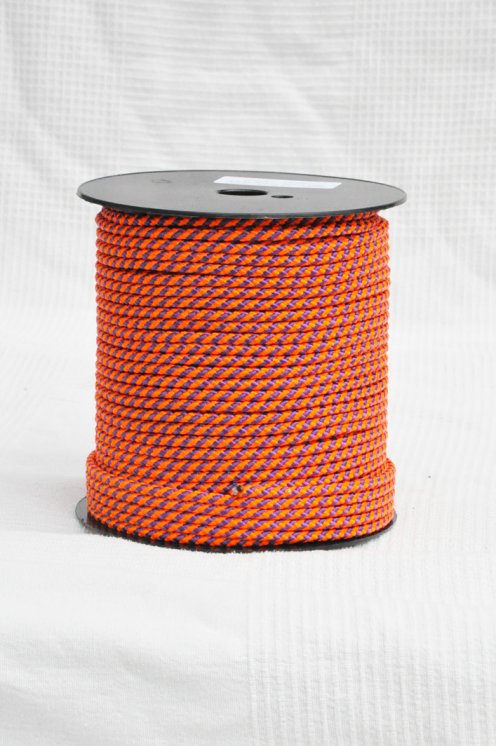 Drisse djembé Ø5 mm (hélice, orange fluo / violet, 100 m) - Corde pour djembe tambour
