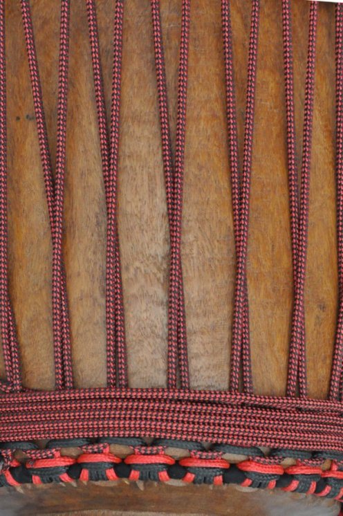 Corde tambour djembé renforcée PES 5 mm Damier Rouge / Noir 20 m
