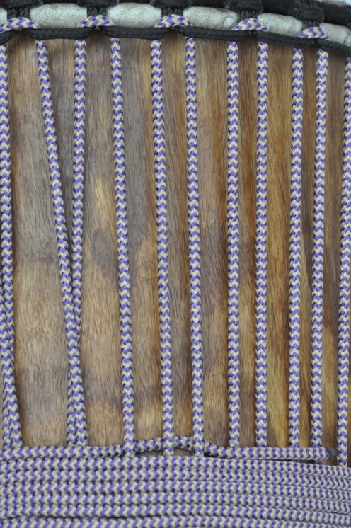 Corde tressée avec âme Ø5 mm chevrons beige violet 20 m - Cordage pour tambour djembé
