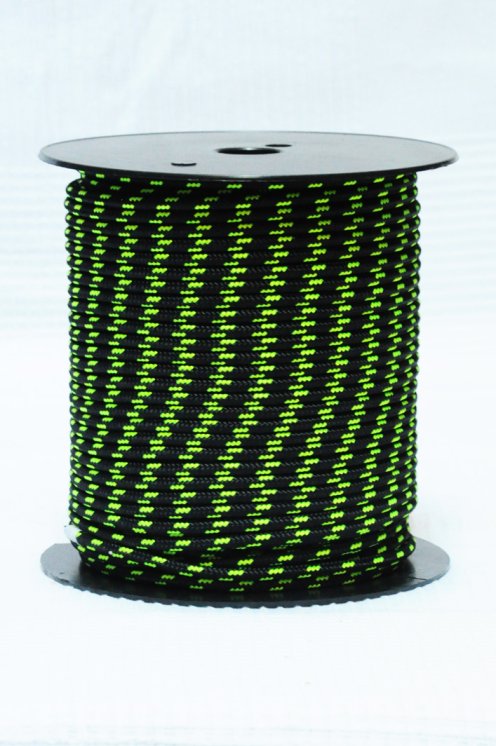 Drisse djembé Ø5 mm noire / jaune fluo - Corde pour djembe tambour
