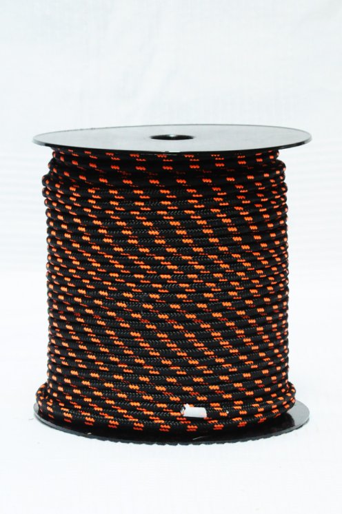 Drisse djembé Ø5 mm noire / orange fluo - Corde pour djembe tambour