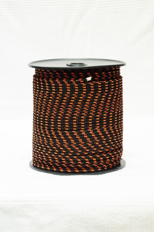 Corde tambour djembé renforcée PES 4 mm Noir / Orange fluo 100 m