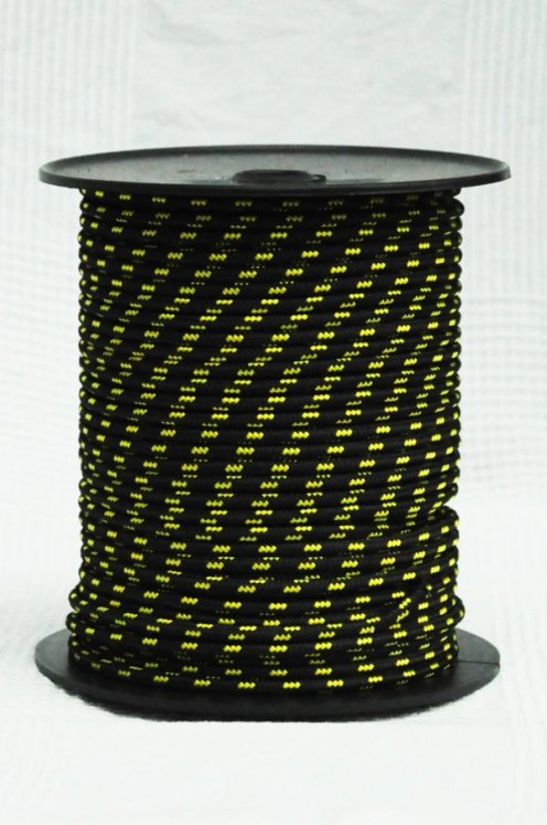 Corde djembé renforcée PES 6 mm Noir / jaune fluo 100 m