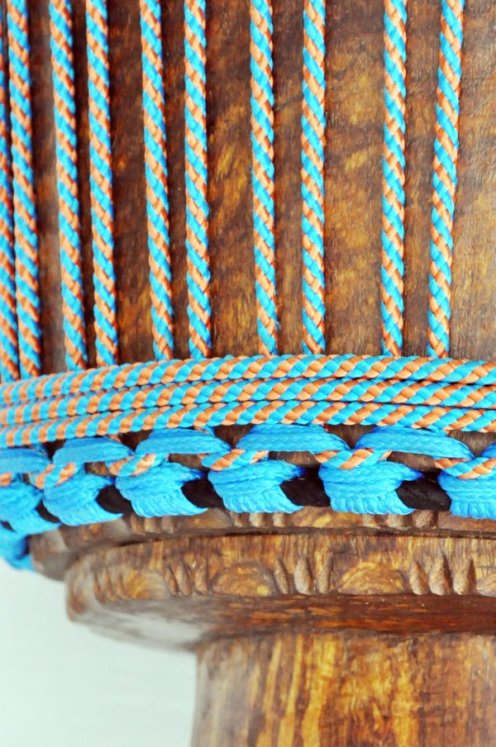 Corde tambour djembé renforcée PES 5 mm Diagonale Bleu / Cuivre 100 m