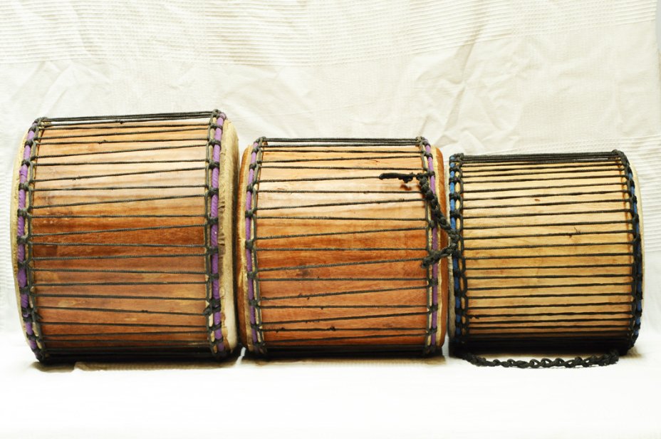 Set de trois mini-doumdoums Ghana : acheter set dunduns (dununs, doundouns)
