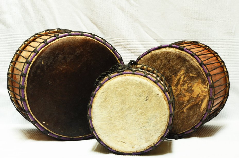 Set de trois mini-doumdoums Ghana : acheter set dunduns (dununs, doundouns)