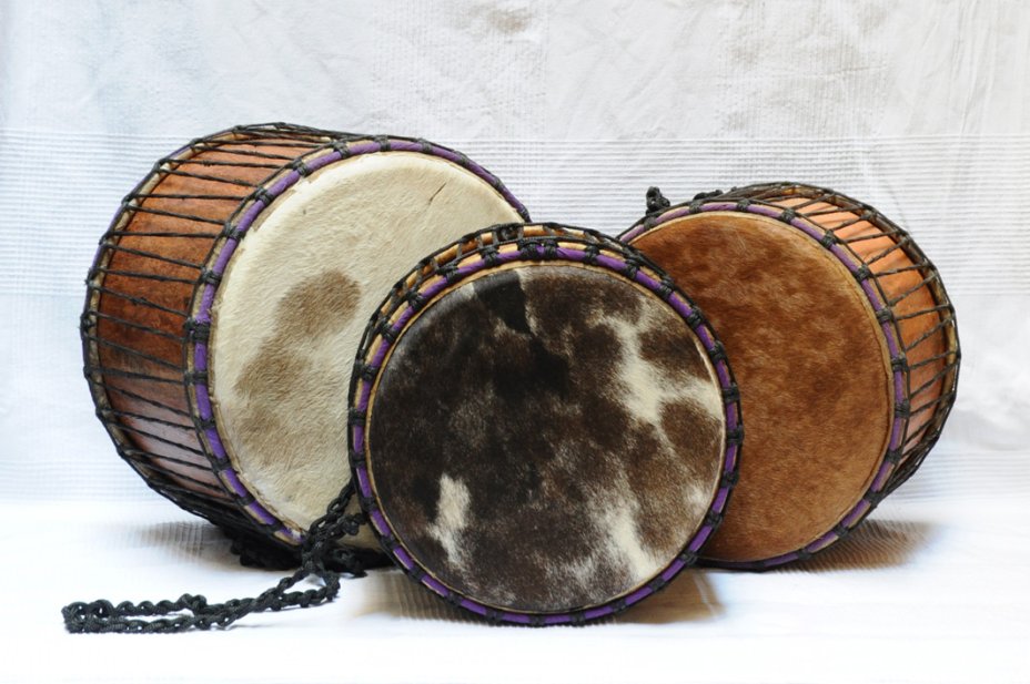 Set de trois mini-doumdoums Ghana : acheter set dunduns (dununs, doundouns)