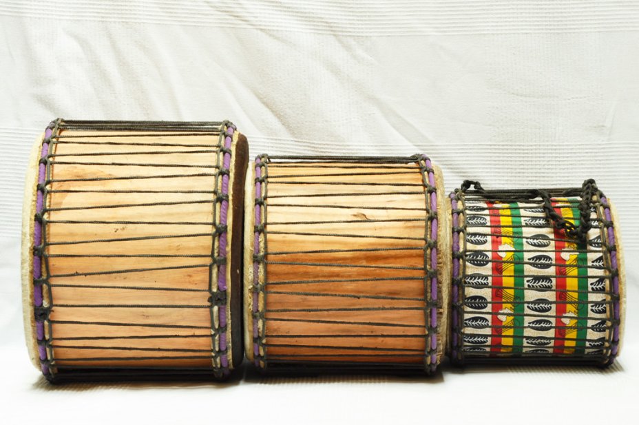 Set de trois mini-doumdoums Ghana : acheter set dunduns (dununs, doundouns)