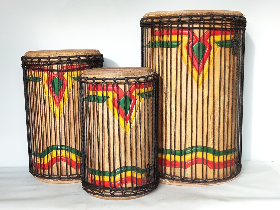 Ensemble de tambours basses dunun - Set de doundouns de Guinée 6658