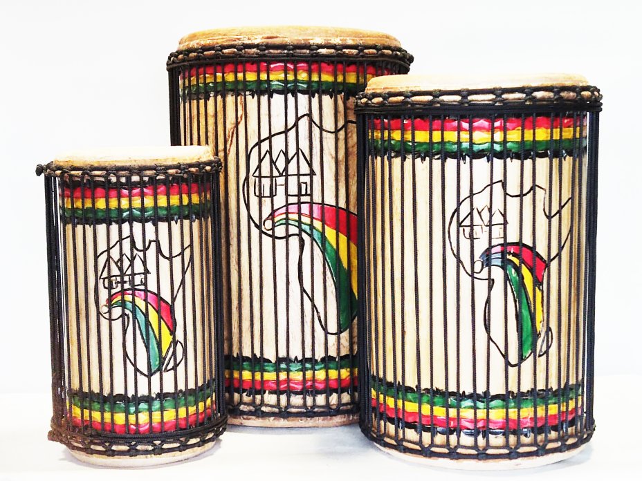 Ensemble de tambours basses dunun - Set de doundouns de Guinée