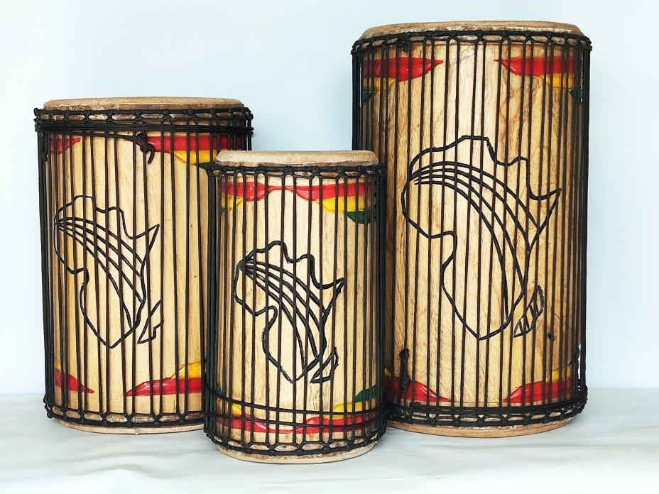 Ensemble de tambours basses dunun - Set de doundouns de Guinée