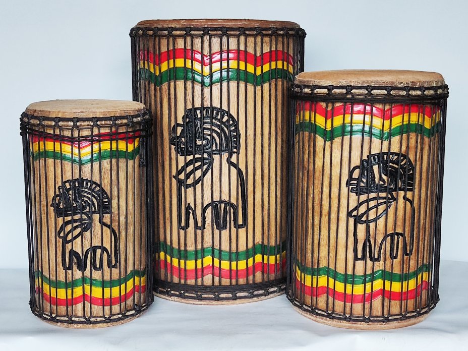 Ensemble de tambours basses dunun - Set de doundouns de Guinée