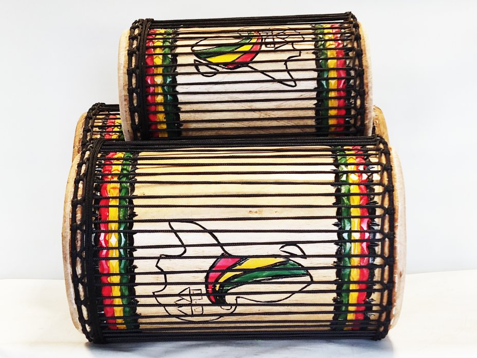 Ensemble de tambours basses dunun - Set de doundouns de Guinée