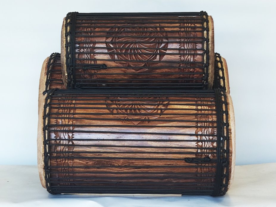 Ensemble de tambours basses dunun - Set de doundouns de Guinée