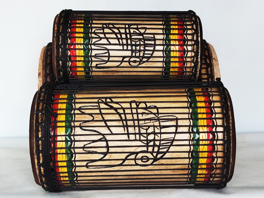 Ensemble de tambours basses dunun - Set de doundouns de Guinée