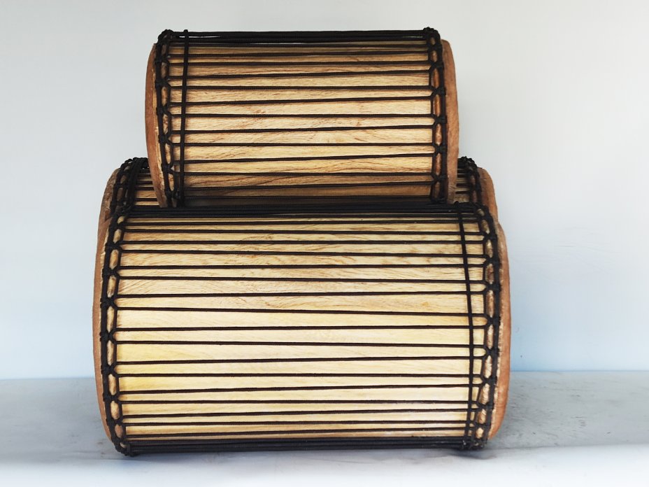 Ensemble de tambours basses dunun - Set de doundouns de Guinée