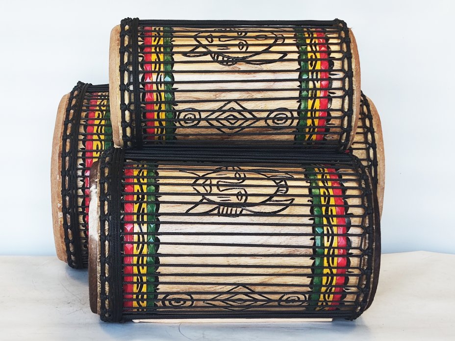 Ensemble de tambours basses dunun - Set de doundouns de Guinée